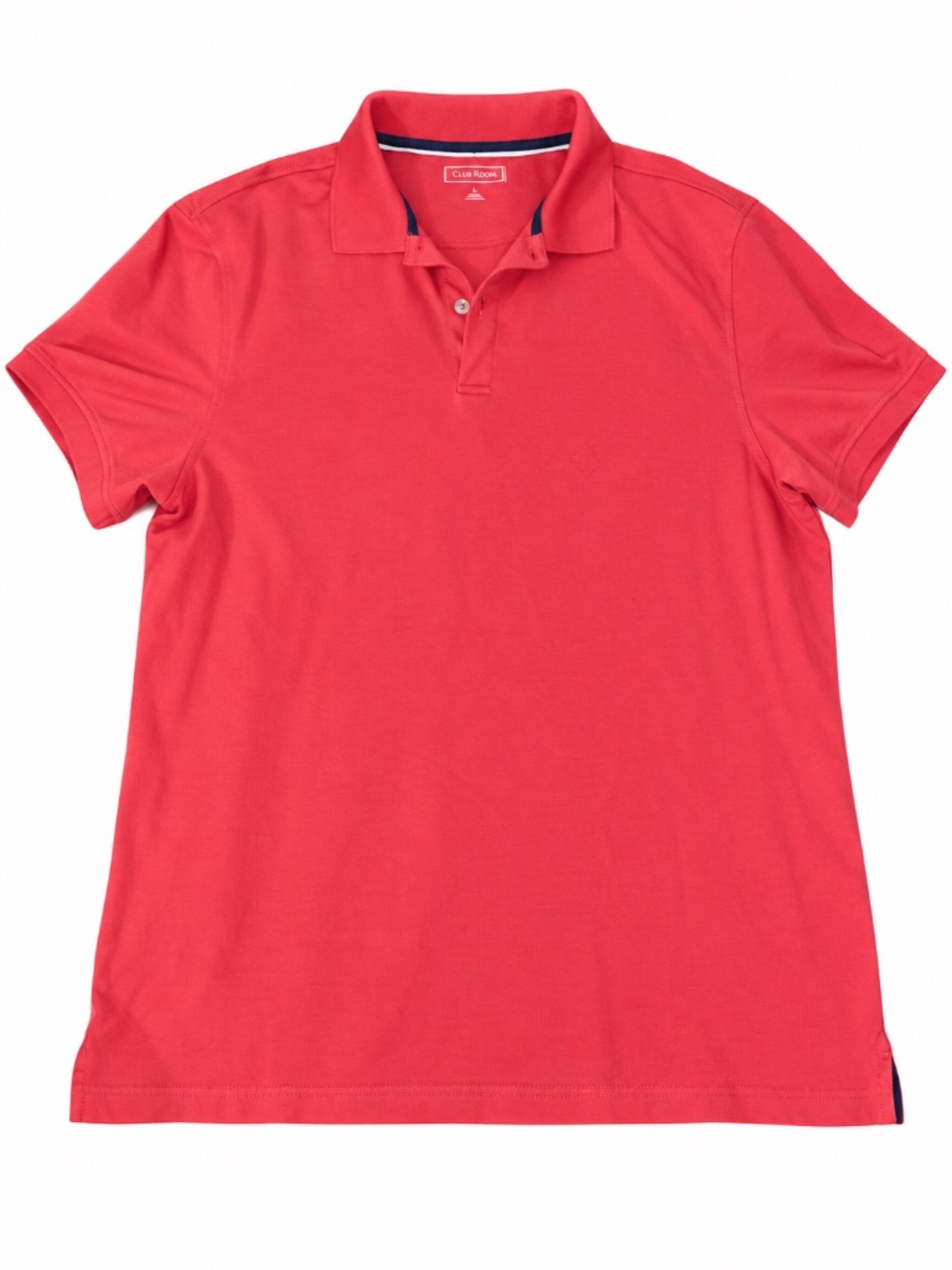 Club Room Men's Coral Red Stretch Cotton Blend Short Sleeve Polo Shirt | Large